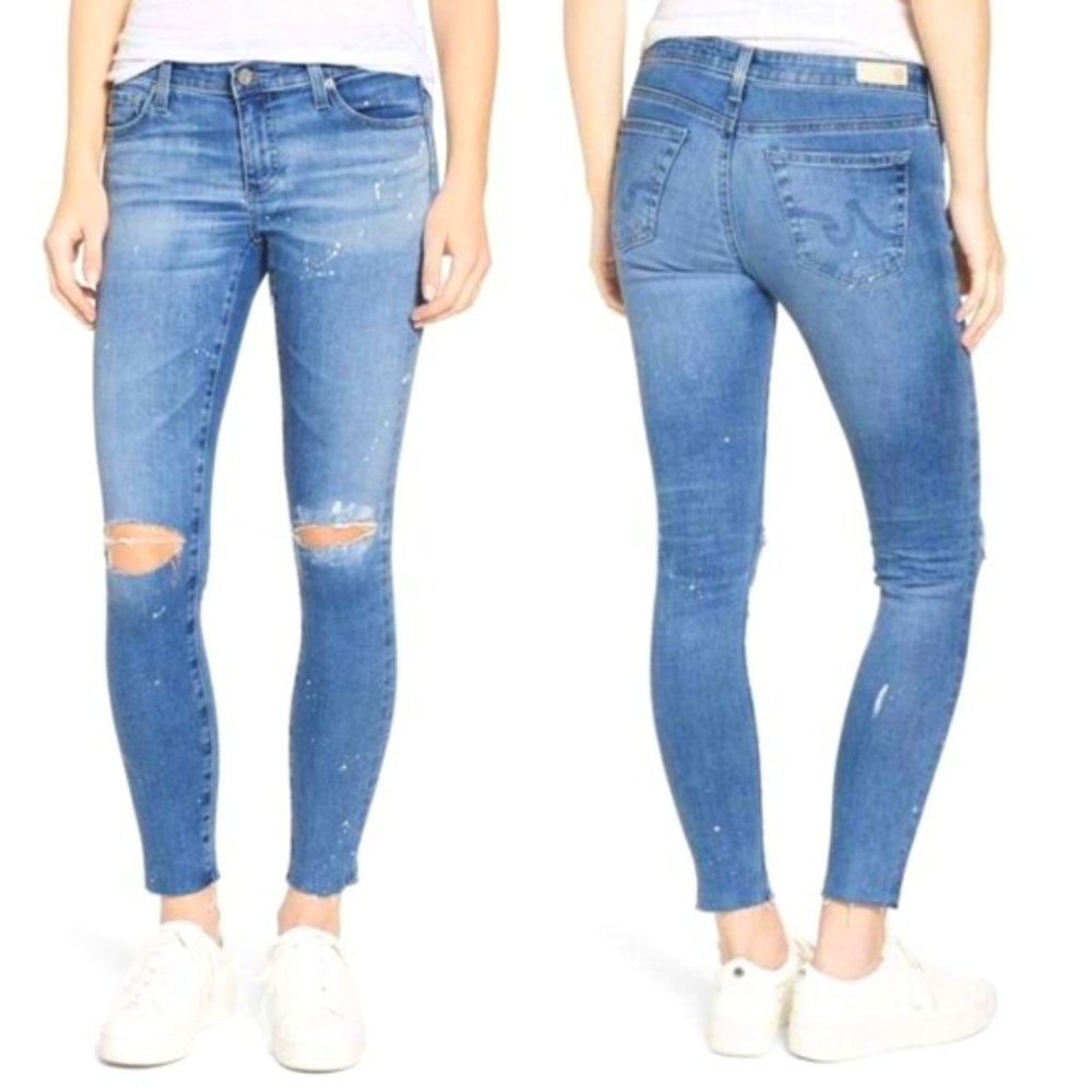 AG The Legging Skinny Distressed Raw Hem Jeans